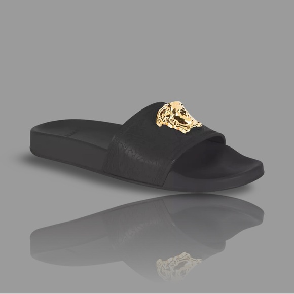 Versace Gold La Medusa Gomma Slides - Picture 2 of 6